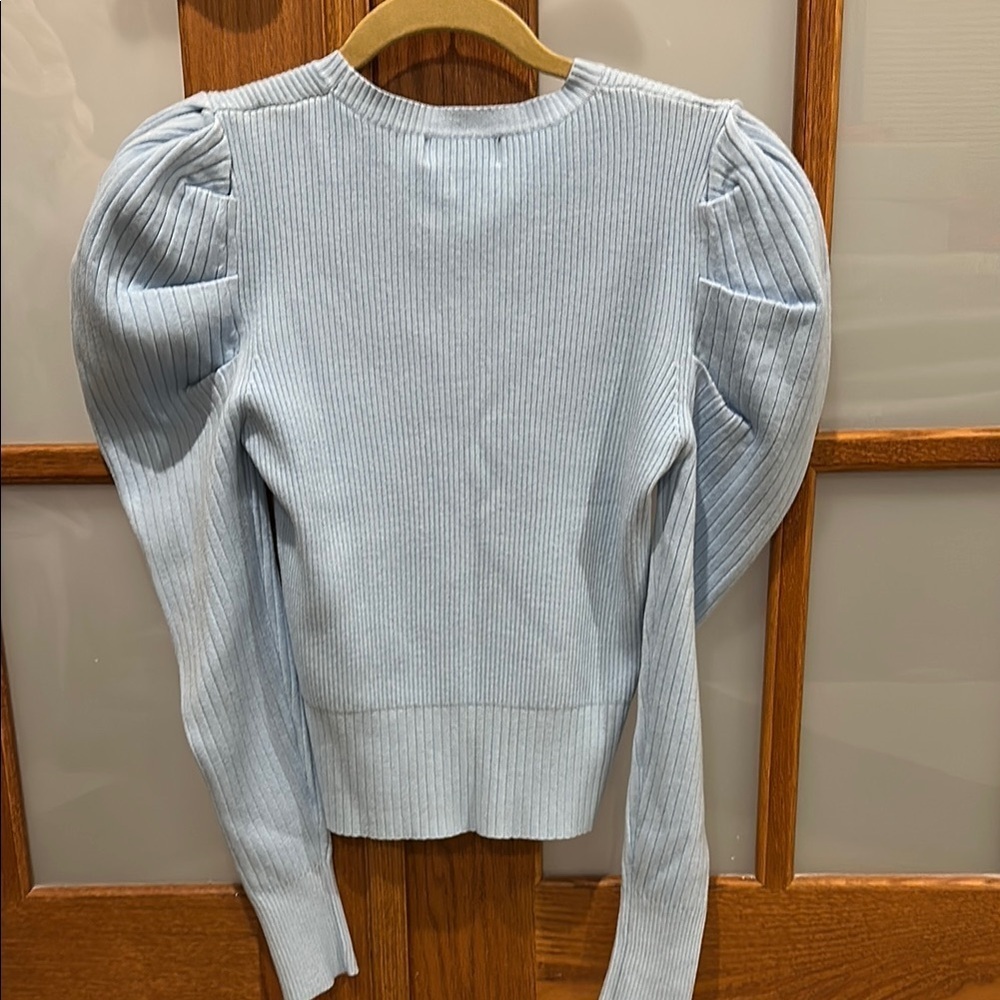 NWOT! Pinch Blue Crew Neck Sweater with Puff Sleeves - Picture 4 of 7